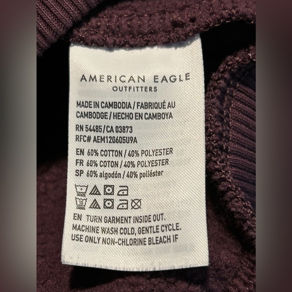 American Eagle Oversized full Zip Hoodie women’s XS jegging fit burgundy purple - Picture 5 of 14